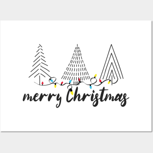 merry christmas Tree light Posters and Art